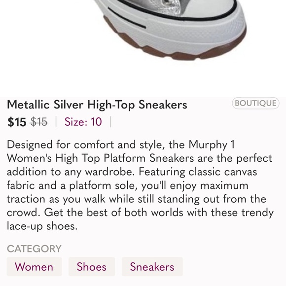 🔴🆕 Black Metallic and White High-Top Sneakers - Picture 6 of 6